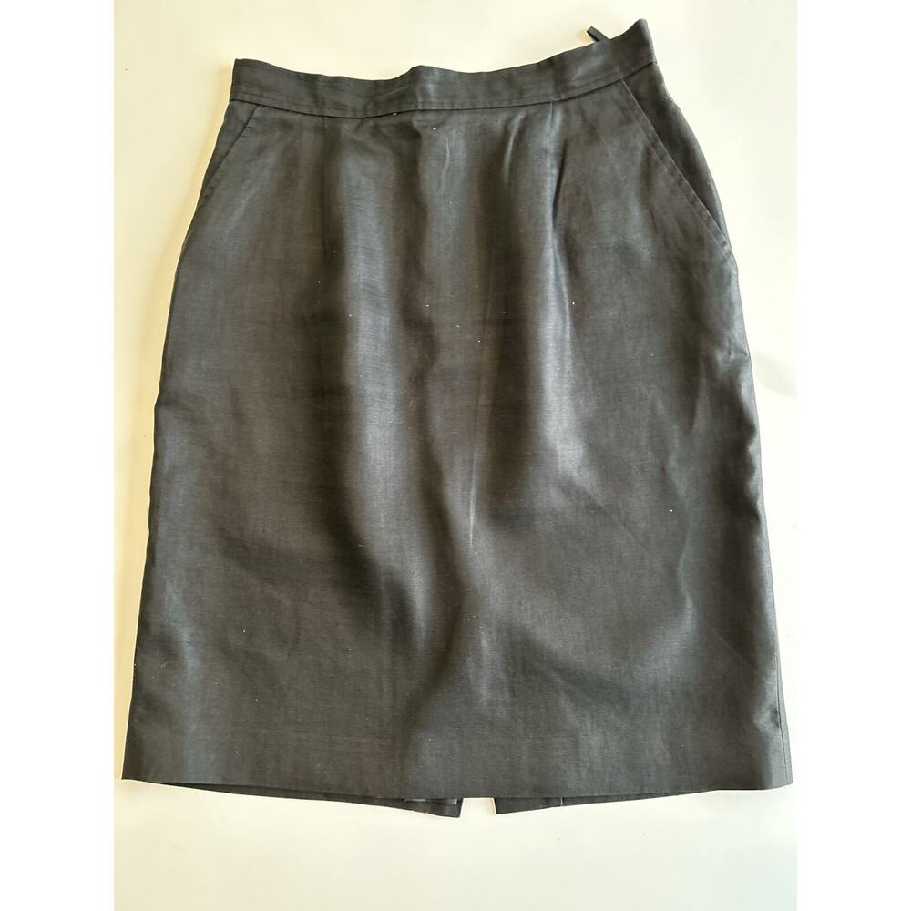 Talbots A-Line 100% LINEN Skirt Size 12 Black Lined Office Minimalist Career - Picture 3 of 9